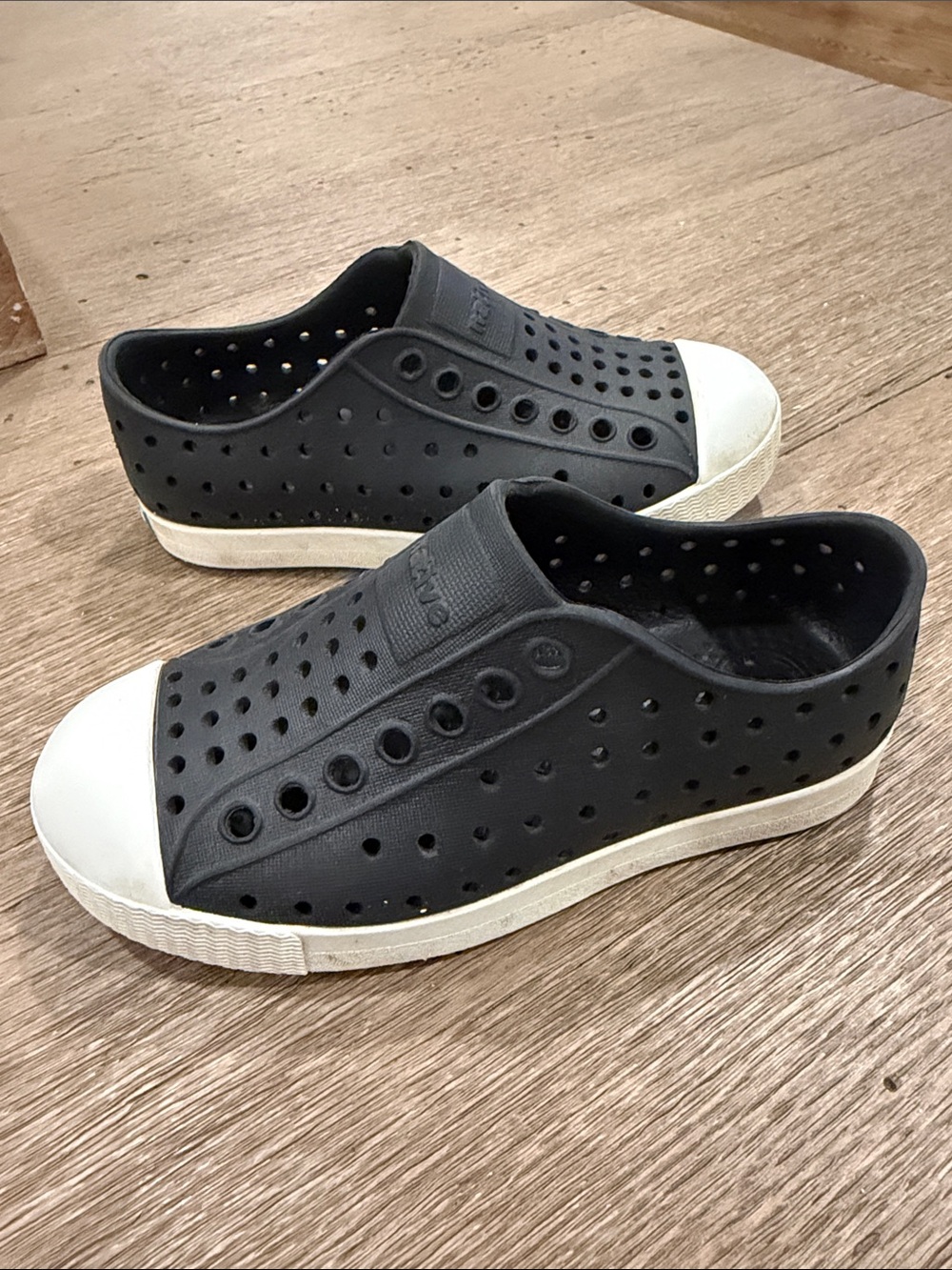 Native Slip-On Sneakers Black with White Toe Caps
